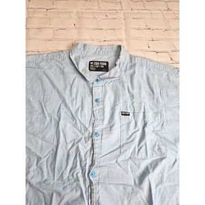 Zoo York Men's Size 2XL Button Up‎ Shirt Blue Logo Pocket Collared